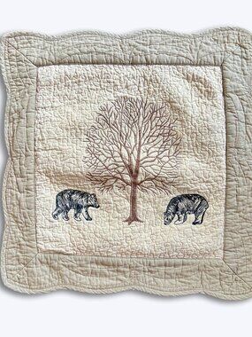 Donna Sharp Bear Creek Quilted Square Sham Pillow Cover 21x21 Tree Cabin Lodge